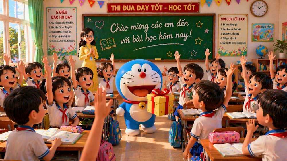 Tạo ảnh chú mèo máy