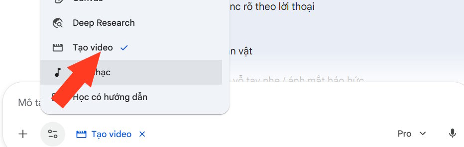 Tạo video trên Gemini