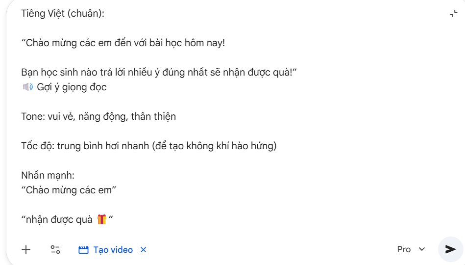 Prompt tạo video trên Gemini