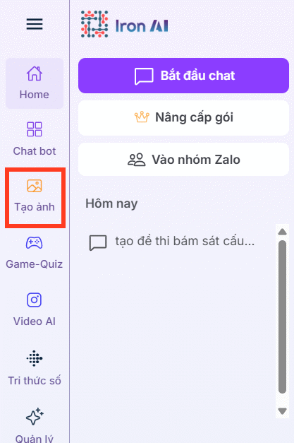 Tạo ảnh trên Iron AI