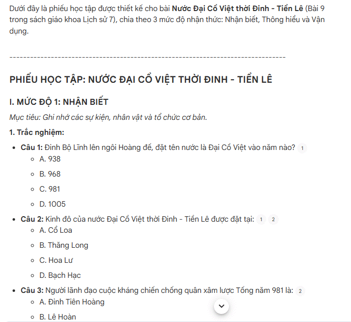Prompt kết hợp nhiều dạng bài tập trên NotebookLM