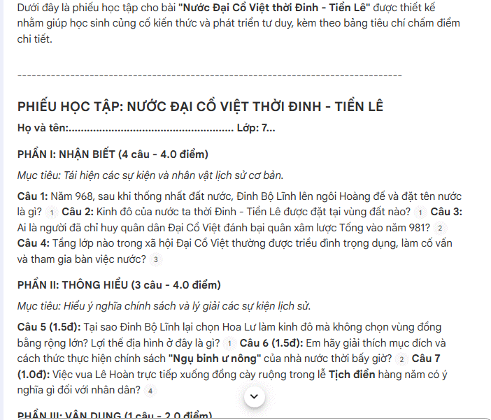 Prompt có tiêu chí đánh giá trên NotebookLM