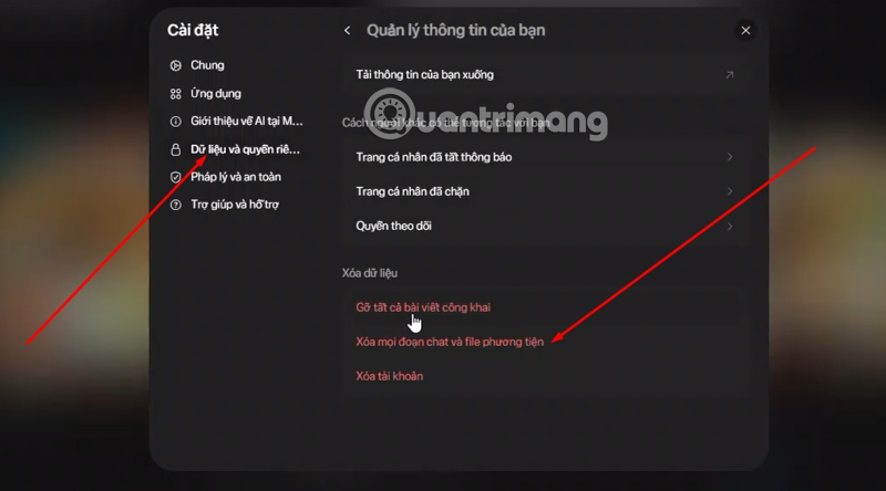 xóa ảnh và video trong meta ai