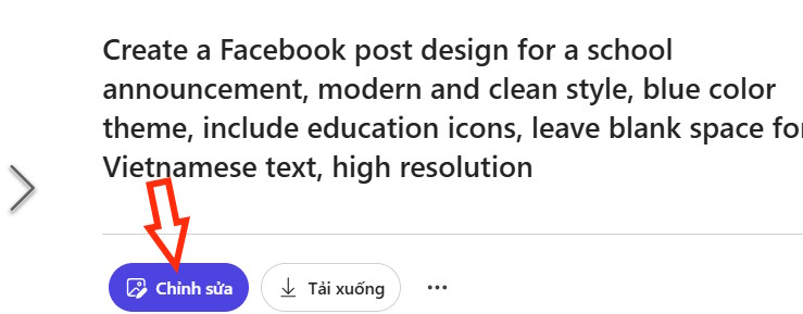 Chỉnh sửa bài đăng Facebook Microsoft Designer