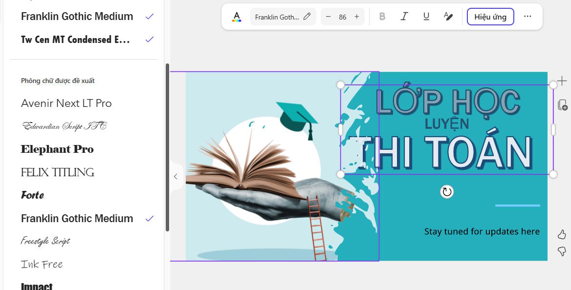 Chọn font chữ Facebook Microsoft Designer