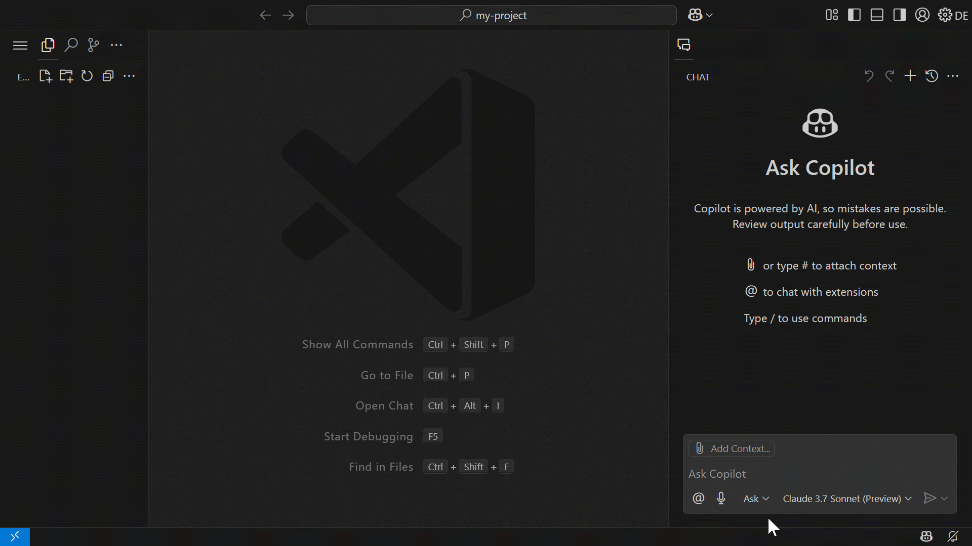 Chế độ agent trong Copilot Chat tạo ứng dụng Vue mới