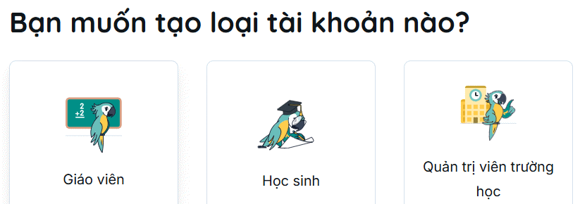 Chọn loại tài khoản sử dụng Teachy AI