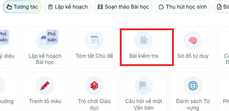 Bài kiểm tra trên Teachy AI