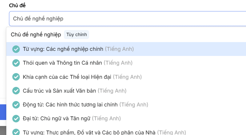 Khối lớp tạo bài kiểm tra trên Teachy AI