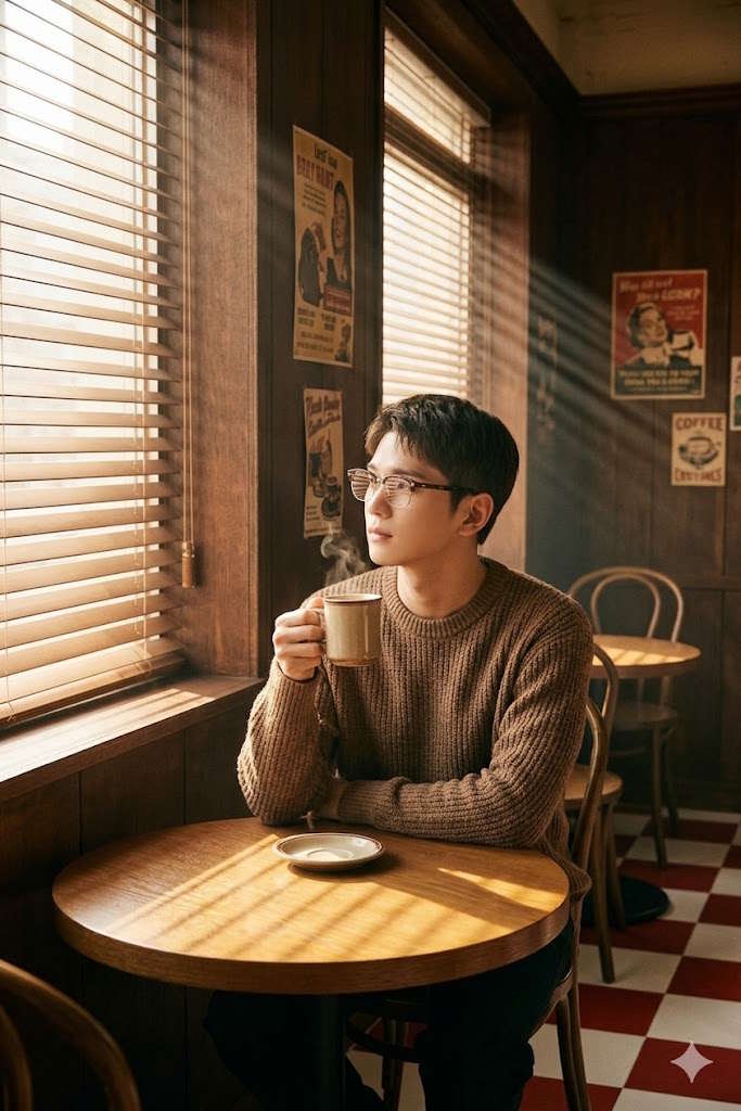 Ảnh chân dung phong cách quán cà phê cổ điển