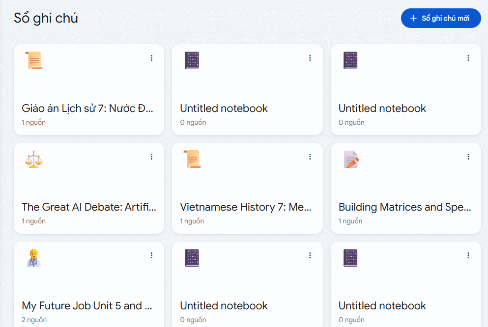 Sổ ghi chú NotebookLM trên Gemini