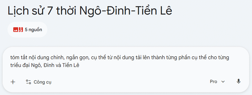 Lệnh tạo nội dung cho sổ ghi chú trên Gemini
