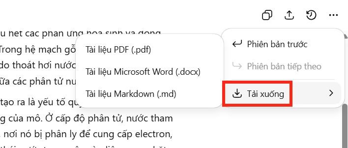 Chọn loại tài liệu tải xuống trên ChatGPT