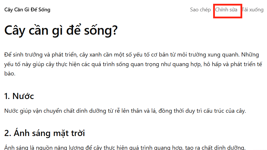 Chỉnh sửa nội dung kiến thức trên ChatGPT