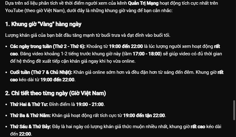 Thời lượng đăng video