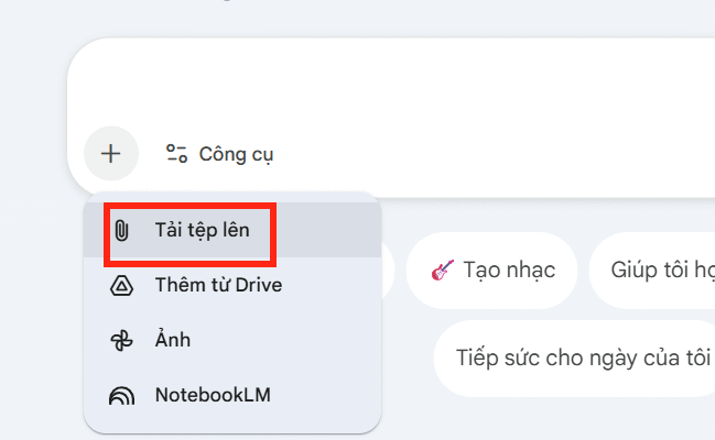 Tải ảnh lên Gemini