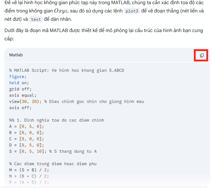 Code MATLAB vẽ hình học không gian