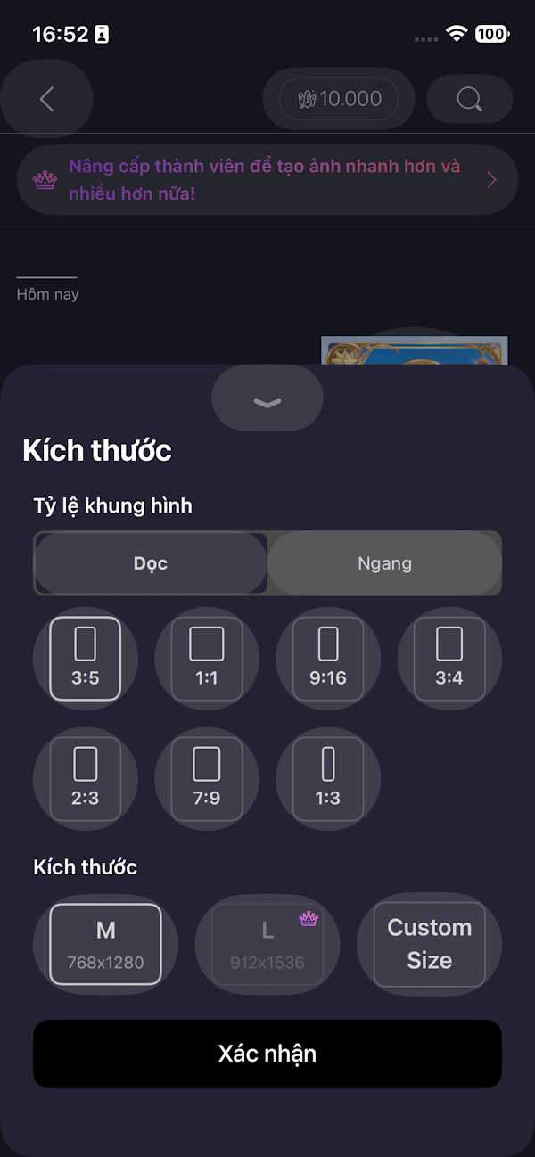 Chọn kích thước ảnh