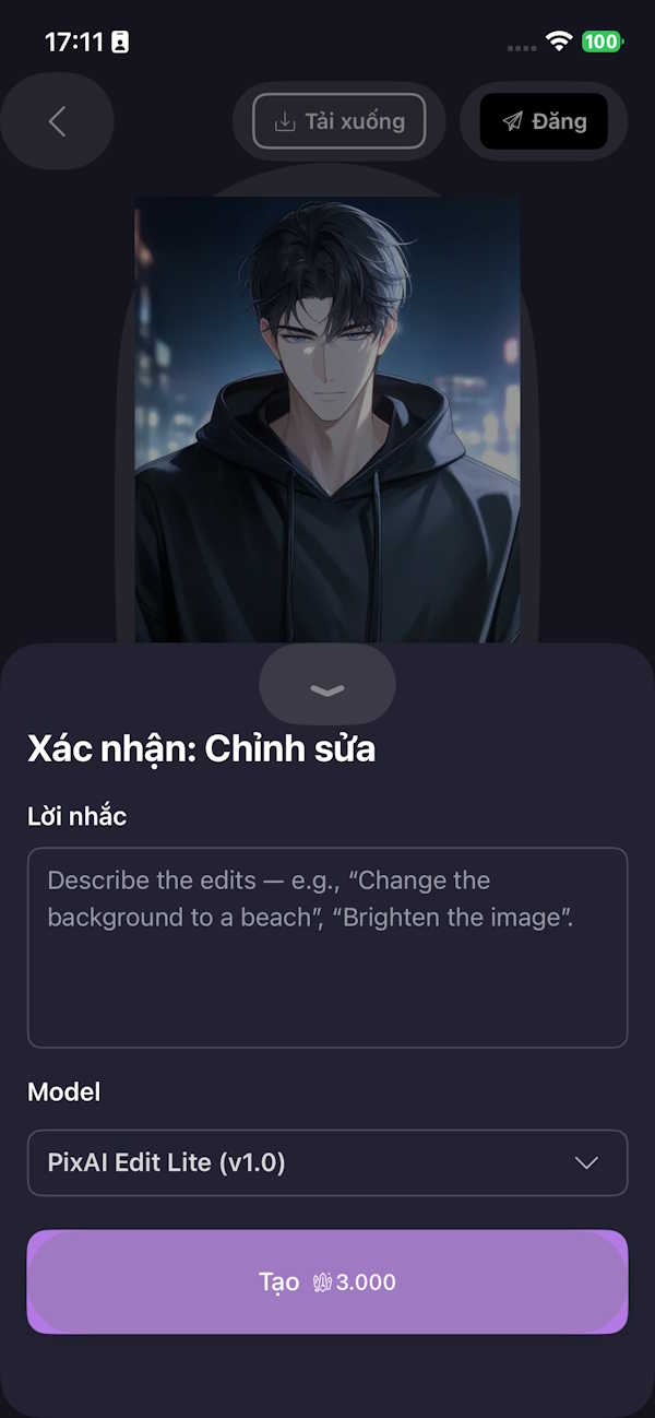 Tạo lại ảnh anime PixAI