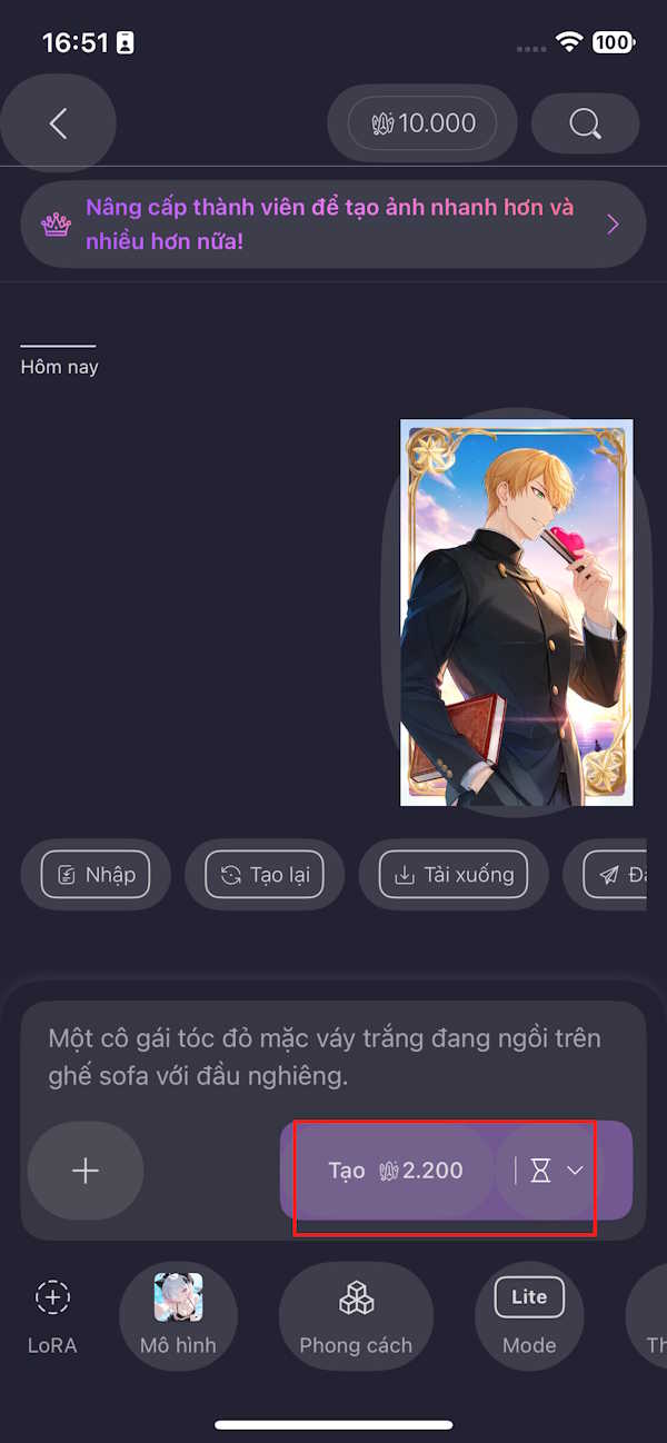 Chỉnh chế độ tạo ảnh