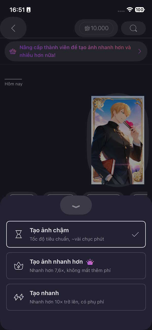 Chế độ tạo ảnh anime