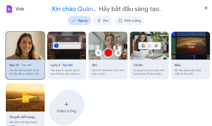 Tải video lên Google Vids