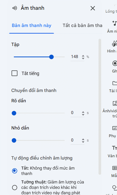 Hiệu ứng lồng tiếng AI video Google Vids