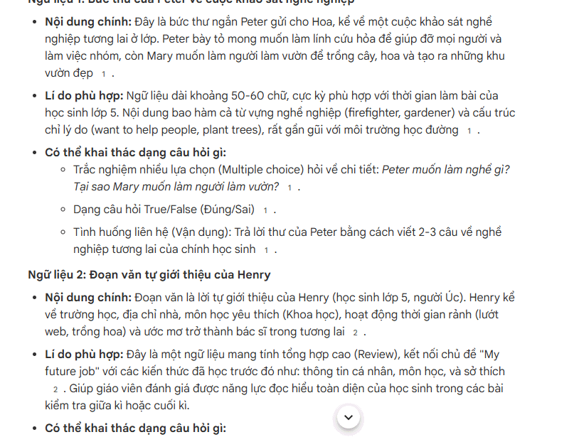 Prompt tìm ngữ liệu cho đề kiểm tra