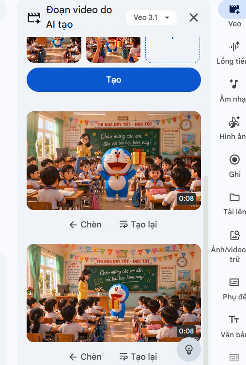 Video tạo từ nhiều ảnh trên Google Vids