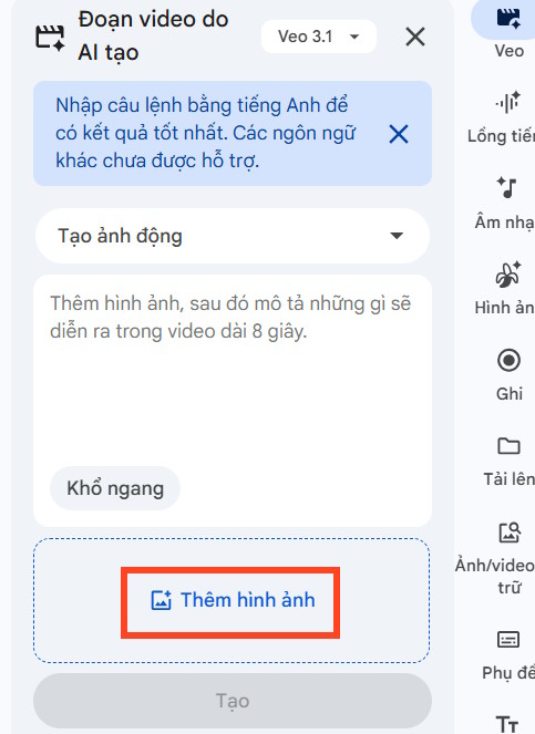 Tải ảnh lên trên Google Vids