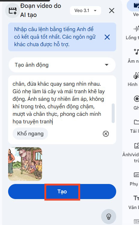 Tạo video từ ảnh trên Google Vids