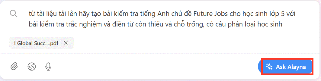 Prompt tạo bài tập trên Alayna AI