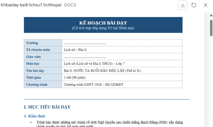 Nội dung bài giảng tích hợp AI trên Claude
