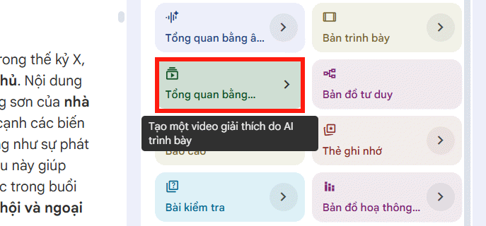 Tổng quan nội dung bằng video bằng NotebookLM