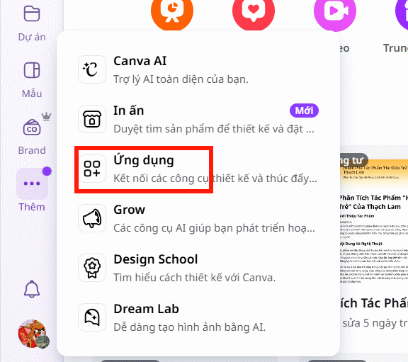 Ứng dụng trên Canva AI