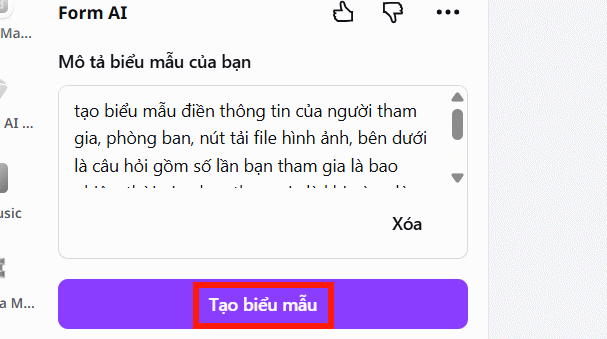 Mô tả biểu mẫu trên Canva AI