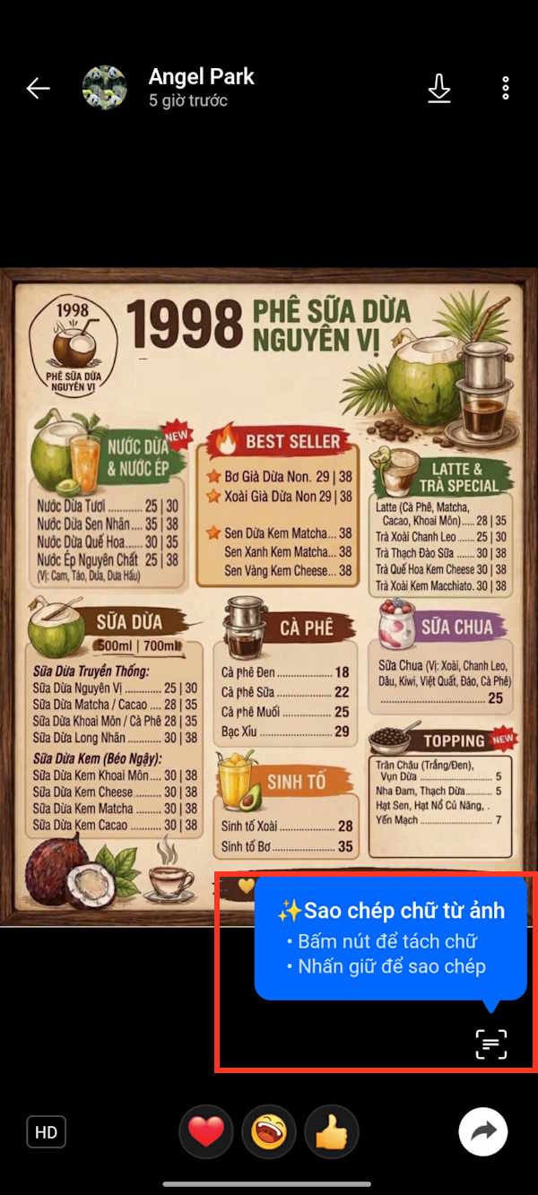 Công cụ nhận diện chữ trong ảnh trên Zalo