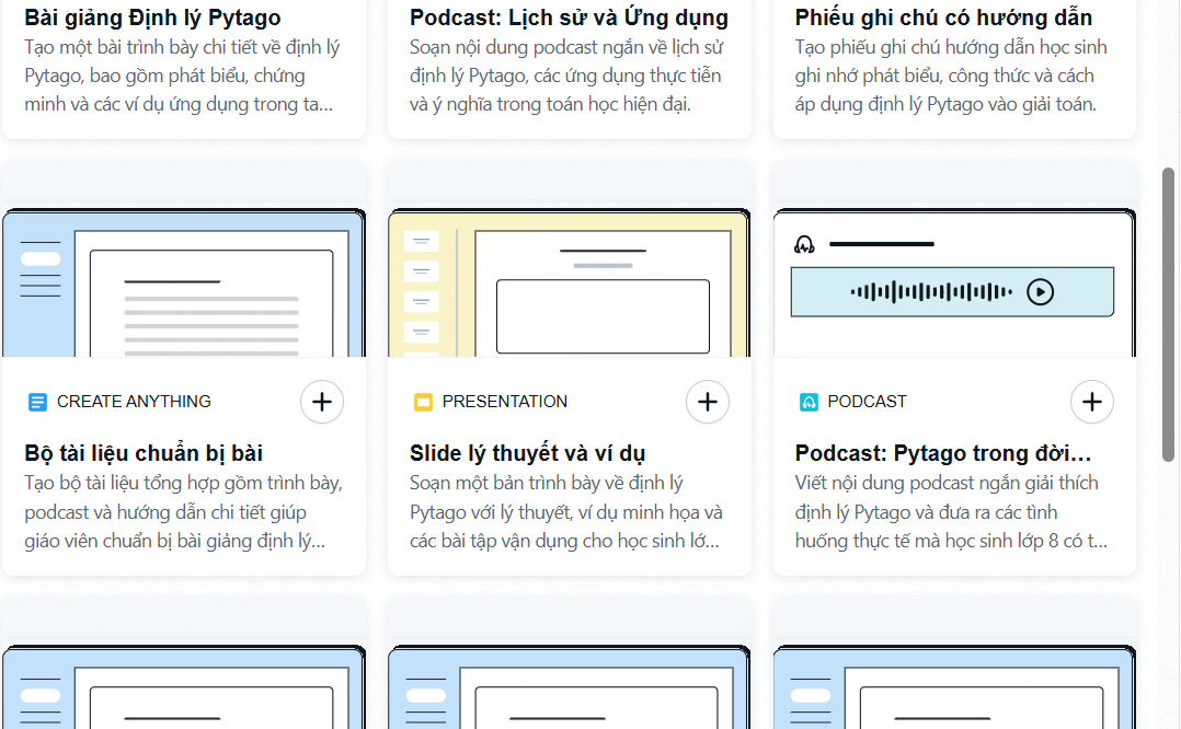 Dạng triển khai nội dung trên Brisk AI