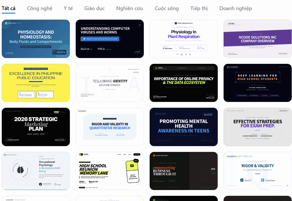 Chọn mẫu slide trên TeraBox