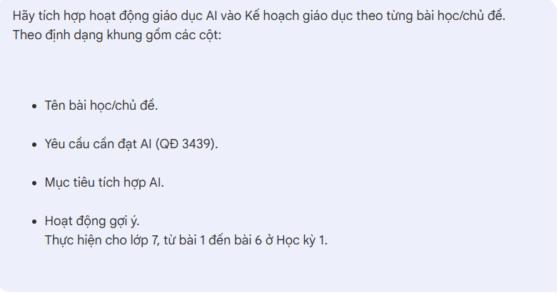 Prompt tạo kế hoạch bài giảng tích hợp AI trên NotebookLM