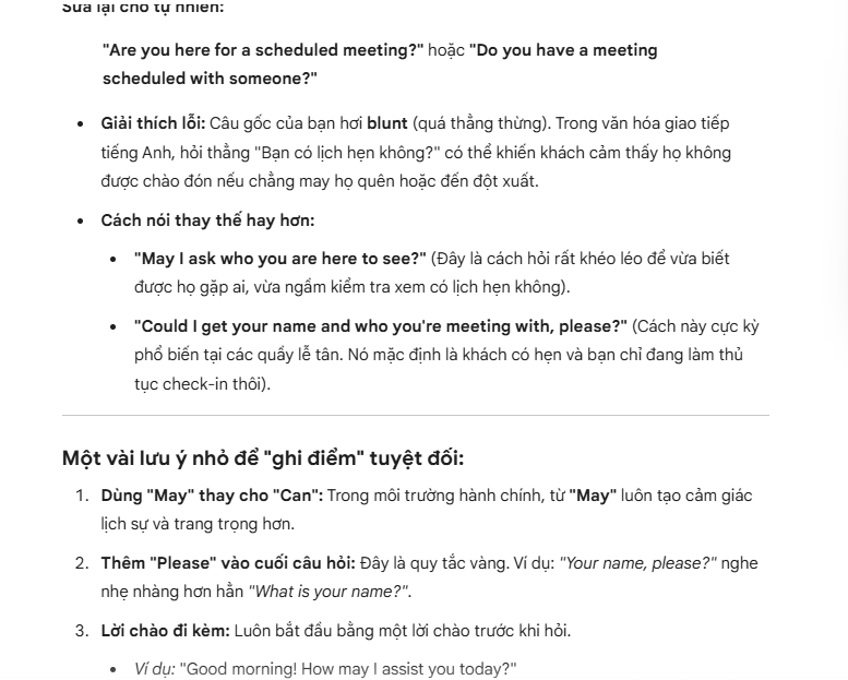 Sửa lỗi câu hay nói sai bằng trợ lý học tiếng Anh Gemini