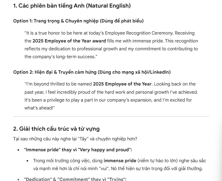 Biến tiếng Việt muốn nói thành tiếng Anh tự nhiên