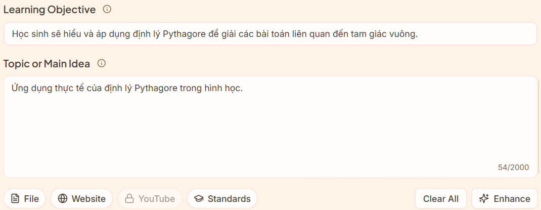 Mô tả nôi dung bài học trên Eduaide