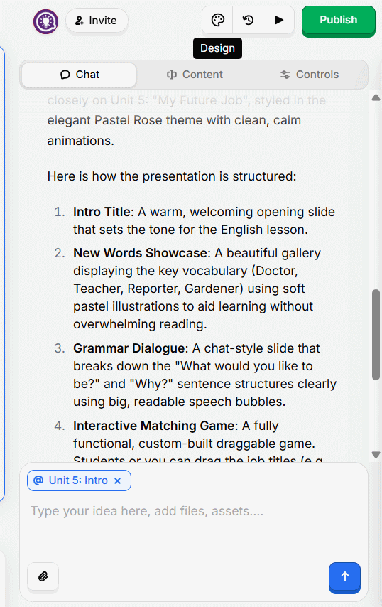Cấu trúc slide tạo trên Faces App