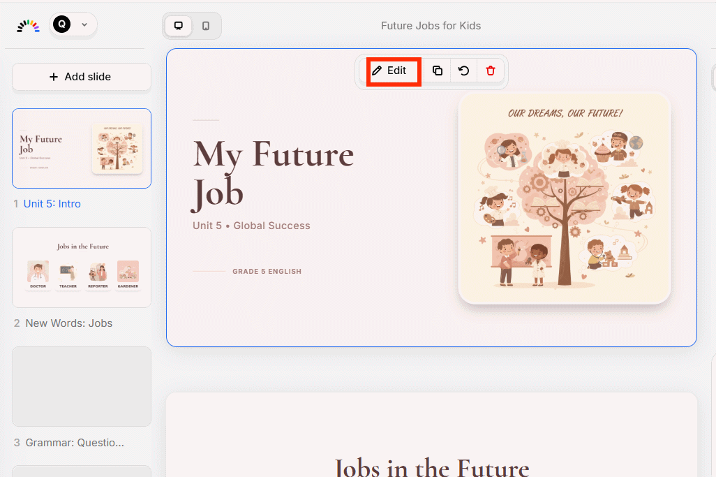 Slide tạo trên Faces App