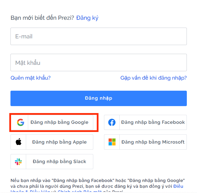 Tạo tài khoản Prezi AI
