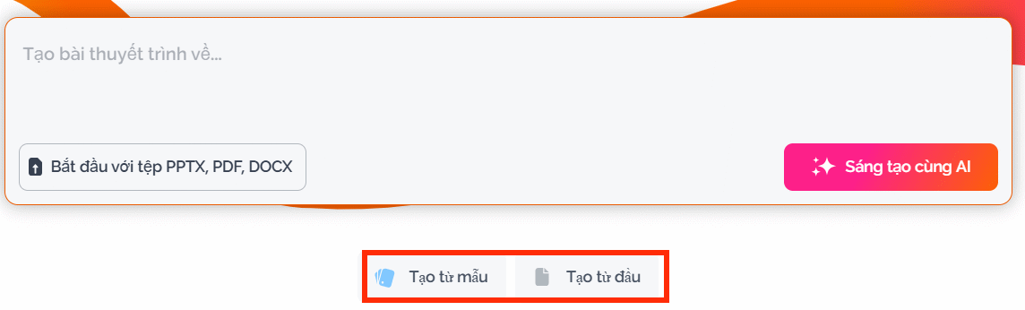 Tùy chọn tạo slide trên Prezi AI