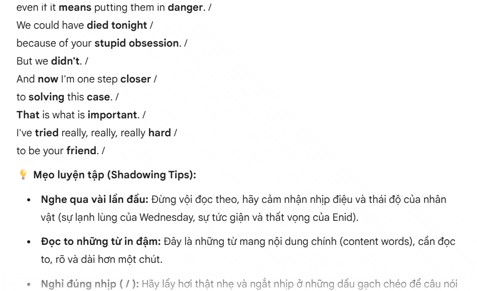 Prompt bóc transcript + chia chunk để shadow