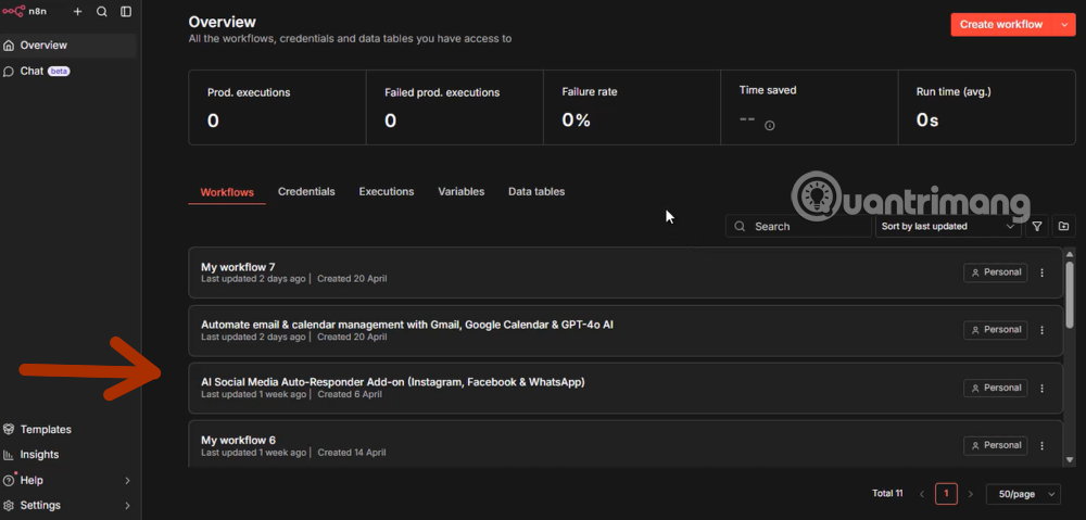 cách lưu lại workflow n8n