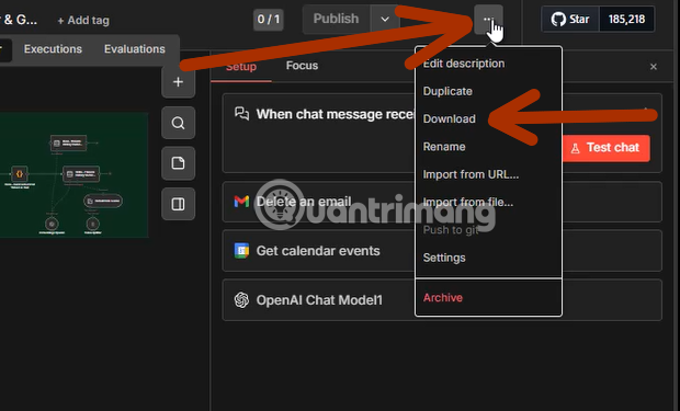cách lưu trữ workflow n8n